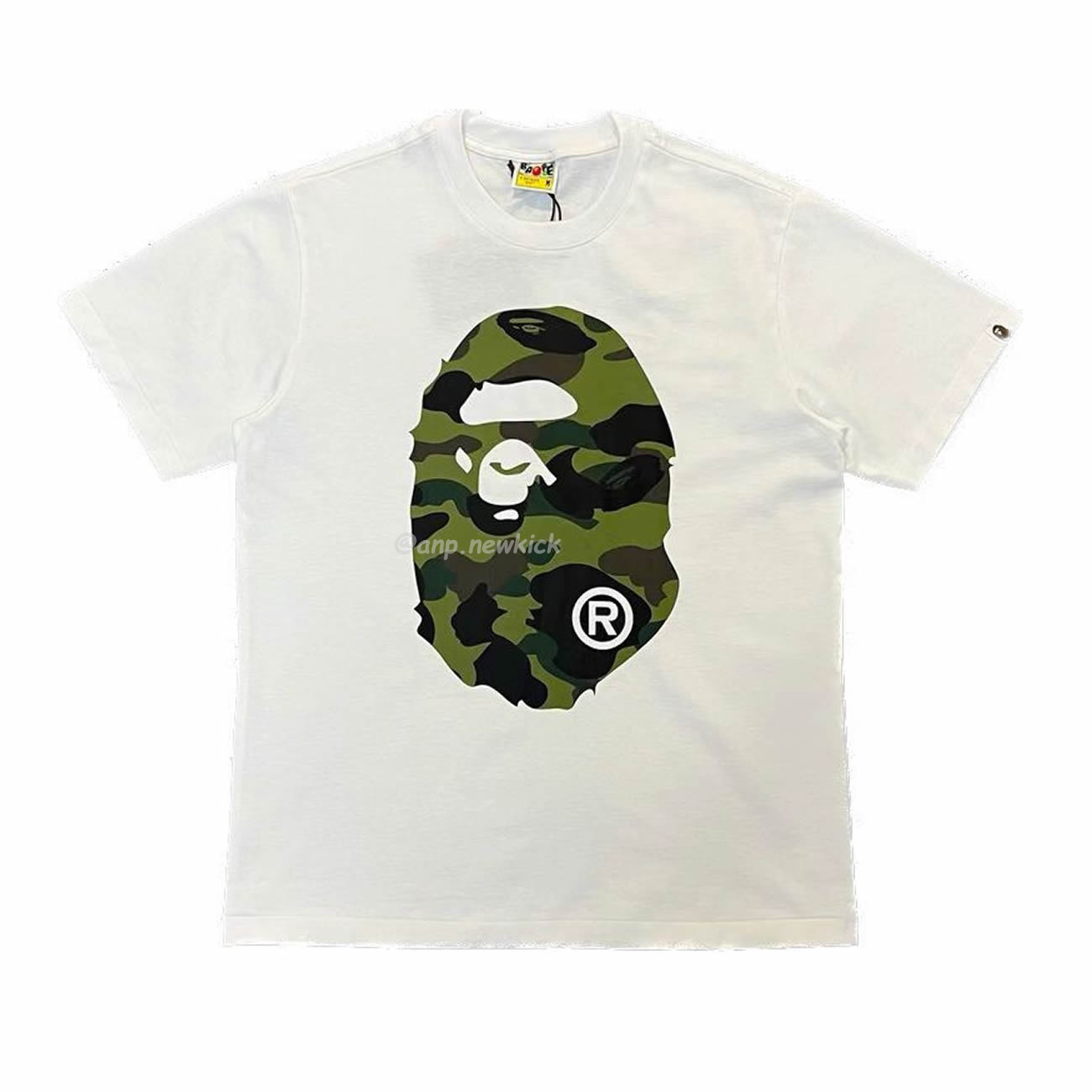 Bape Color Camo Big Ape Head Tee White Black White Green (20) - newkick.vip